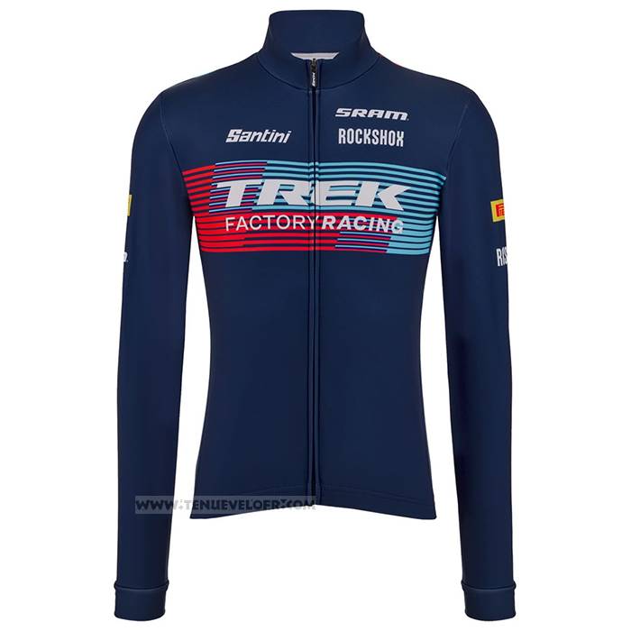 2023 Maillot Cyclisme Trek Factory Bleu Manches Longues et Cuissard